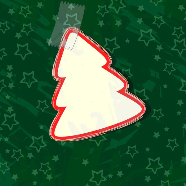 Yeşil antika arka plan üzerinde Noel ağacı — Stok Vektör