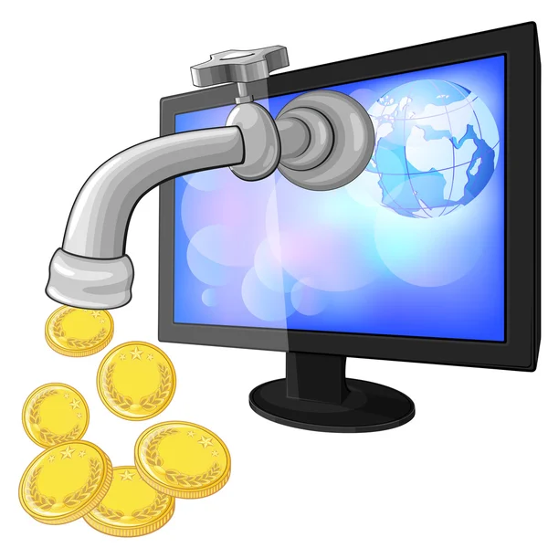 Concepto de ganar dinero con Internet — Vector de stock