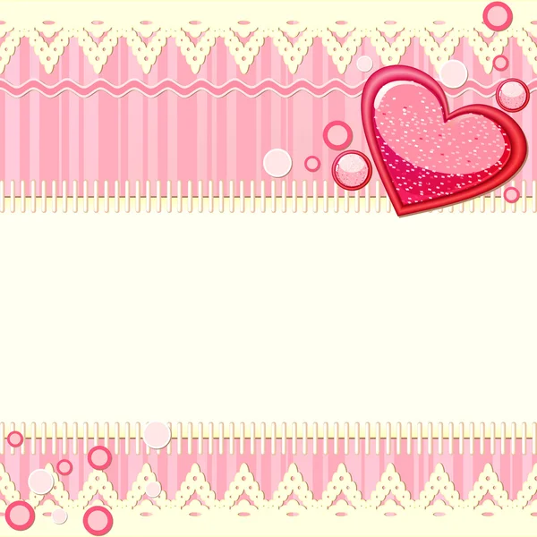 粉红色的剪贴簿背景用的心 — 图库矢量图片