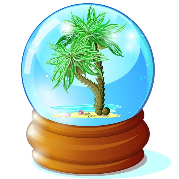 Palms in glass ball — Stock Vector