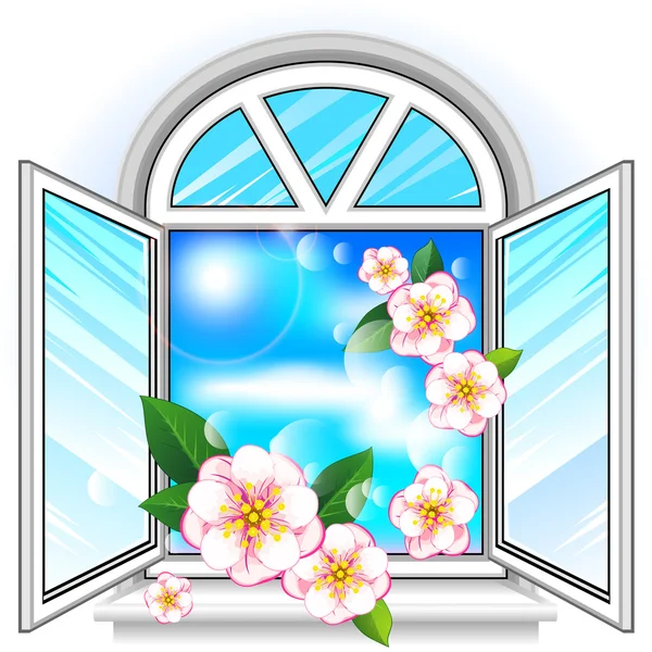 Ventana de primavera — Vector de stock