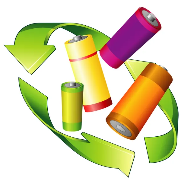 Recycling of batteries — Stock Vector