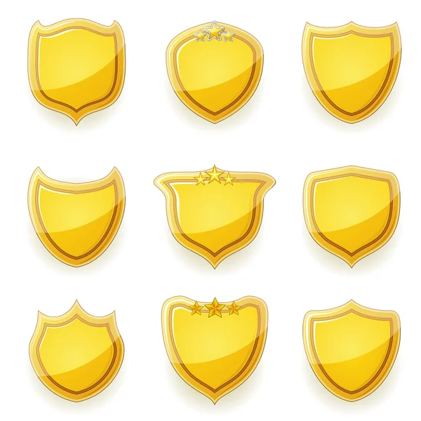 Nine golden shields — Stock Vector
