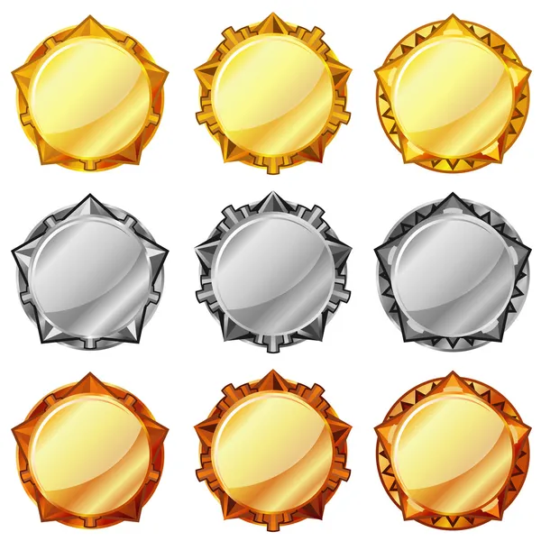 Medallas de oro, plata y bronce — Vector de stock