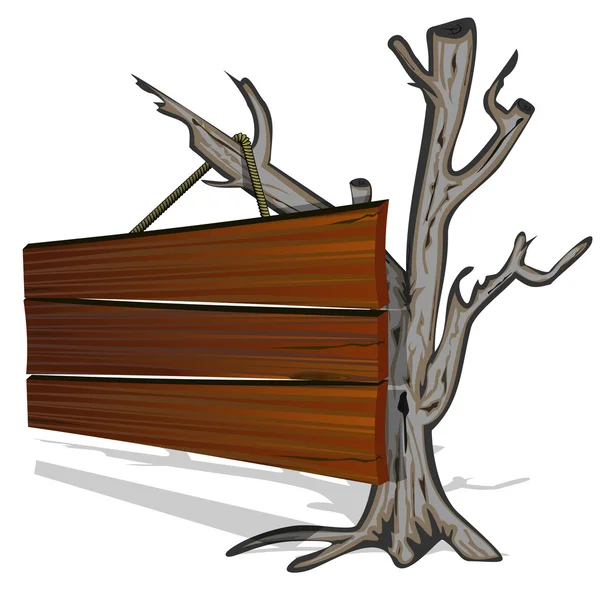 Trockener Baum und Werbetafel — Stockvektor