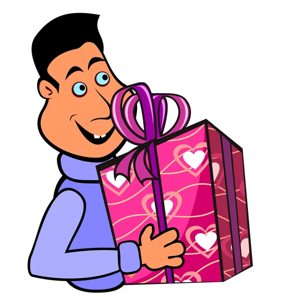 Homme avec boîte cadeau — Image vectorielle
