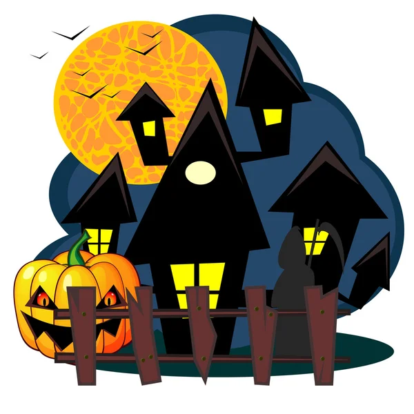 Scary house of Halloween — Stock Vector