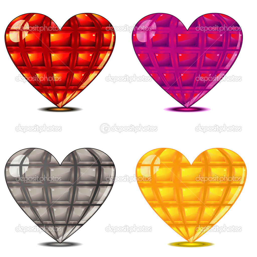 Four faceted hearts