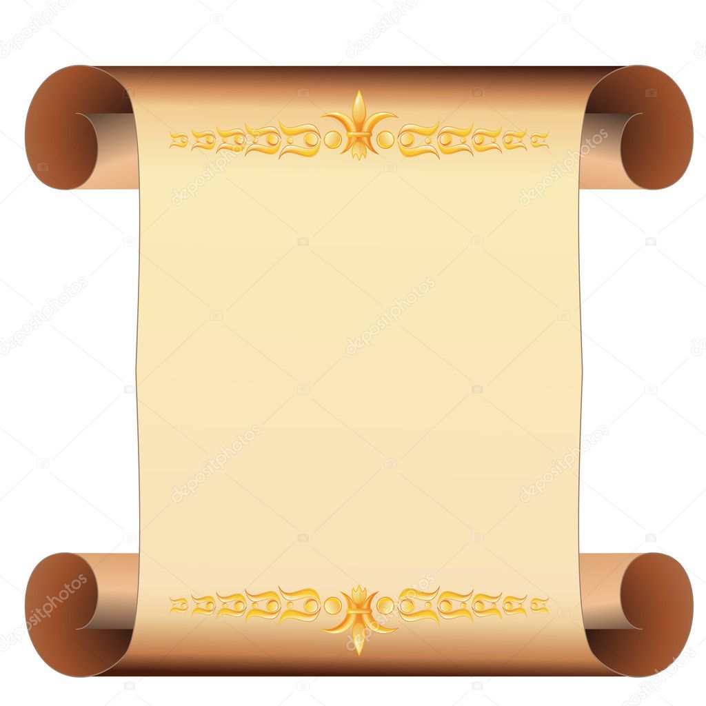 Parchment scroll with gold decoration