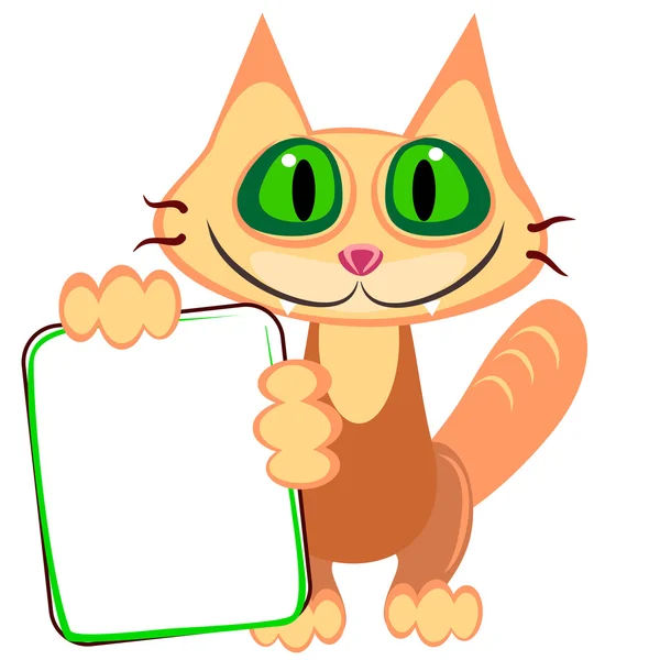 Ginger gato y cartelera — Vector de stock