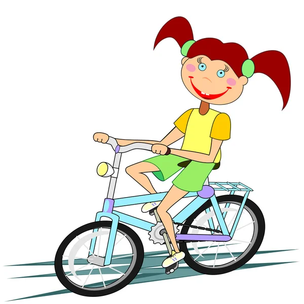 Fille vélo d'équitation — Image vectorielle