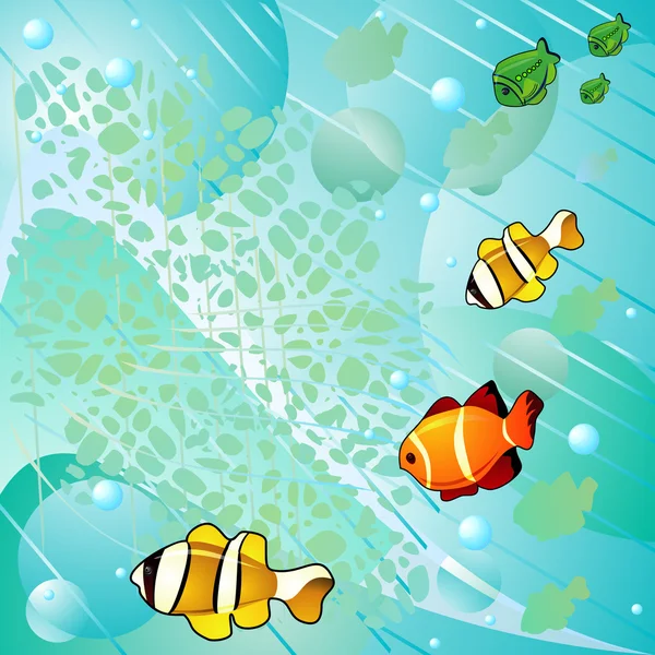 Mar y peces abstractos — Vector de stock