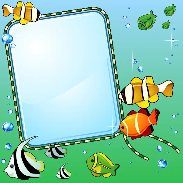 Fondo marino con peces — Vector de stock