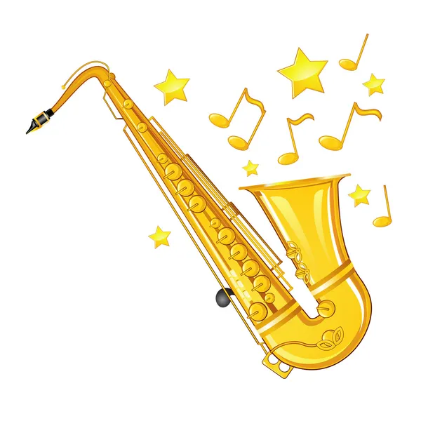 Saxofone dourado — Vetor de Stock