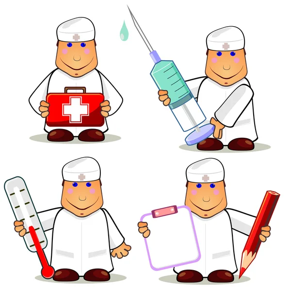 Four cartoon doctors — Stock Vector