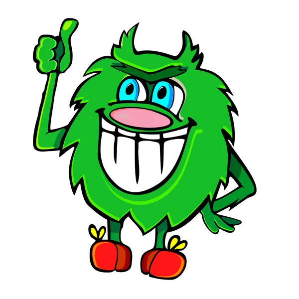 Fluffy green monster — Stock Vector