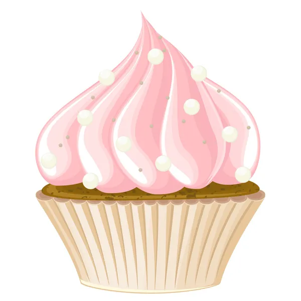 Grote gedetailleerde cupcake — Stockvector