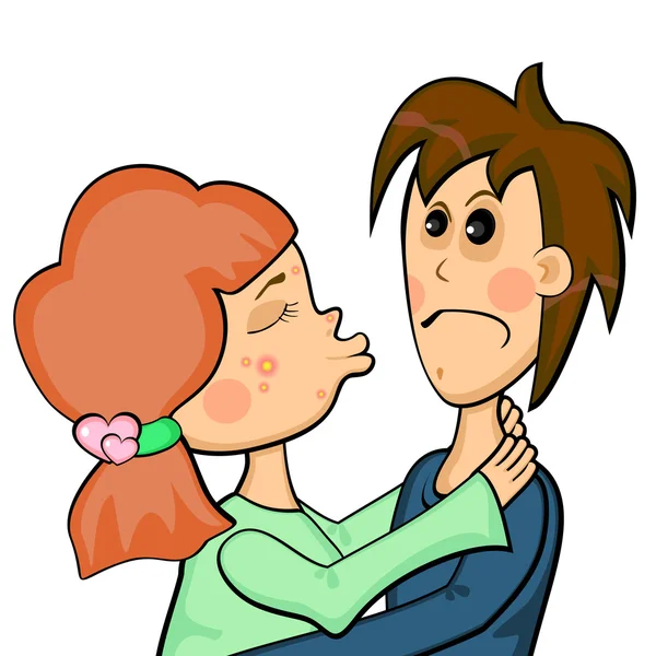 Girl with acne and her boyfriend — Stock Vector