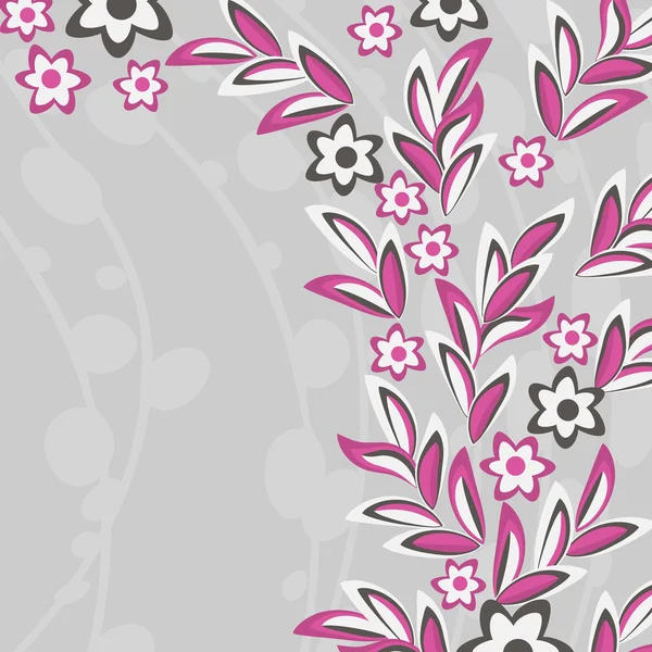 Roze bloemen en bladeren — Stockvector