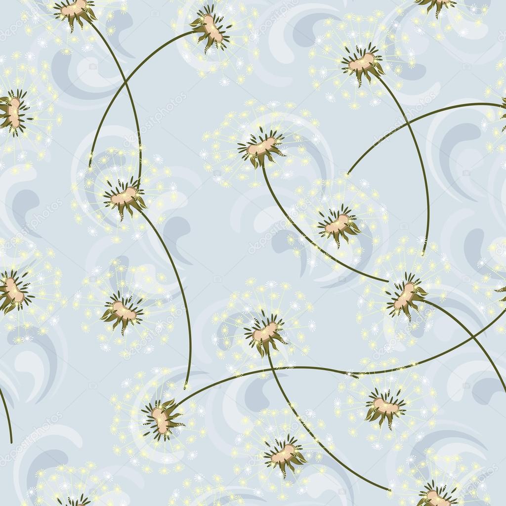 Seamless texture made of dandelions and wind waves