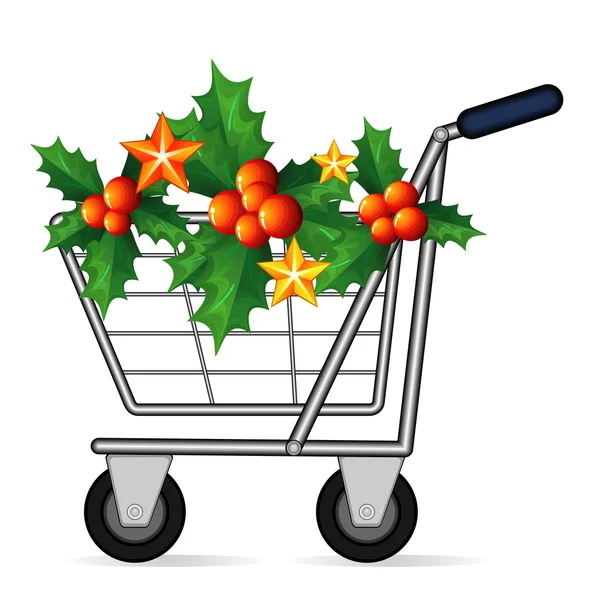 Carrito de compras Navidad — Vector de stock