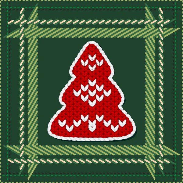 Gestrickter Weihnachtsbaum — Stockvektor