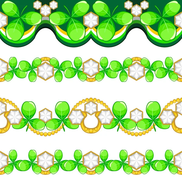 Granițe fără sudură cu shamrock — Vector de stoc