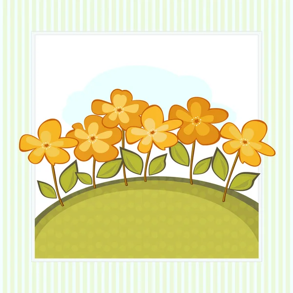 オレンジ色の花を持つ単純なカード — ストックベクタ