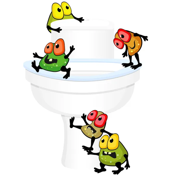 Bol de toilette avec germes — Image vectorielle