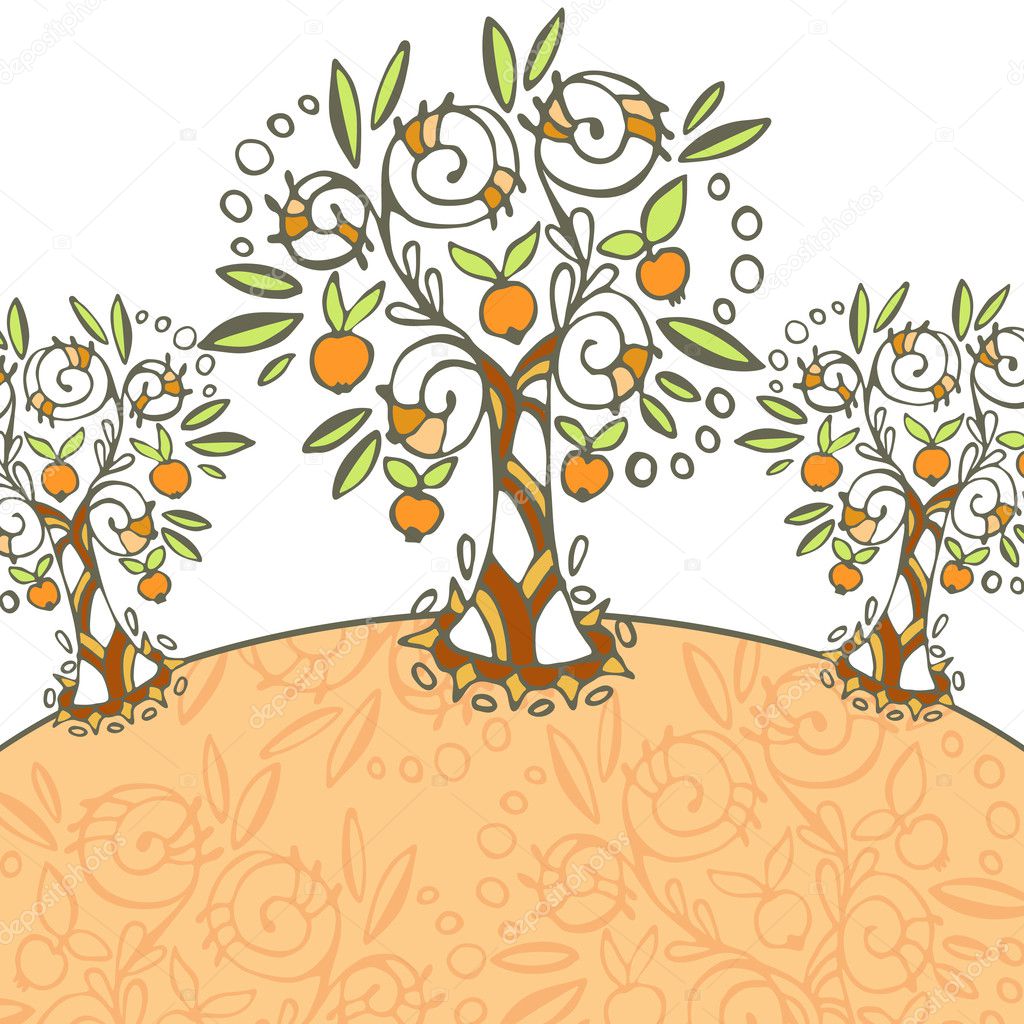 Card with apple trees
