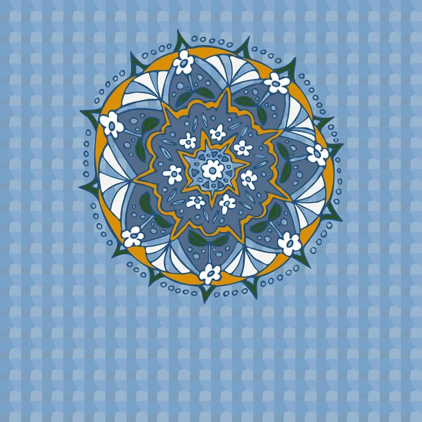 Blauw papier met etnische ornament — Stockvector