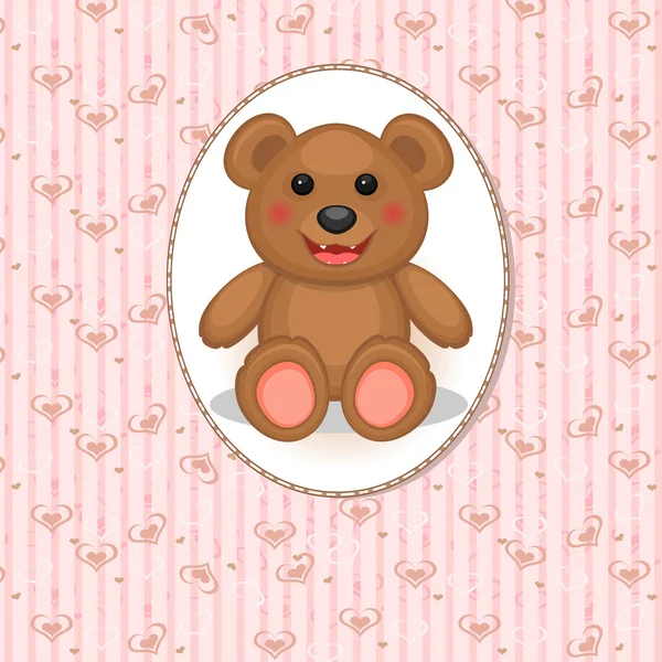 Baby card con orsetto giocattolo — Vettoriale Stock