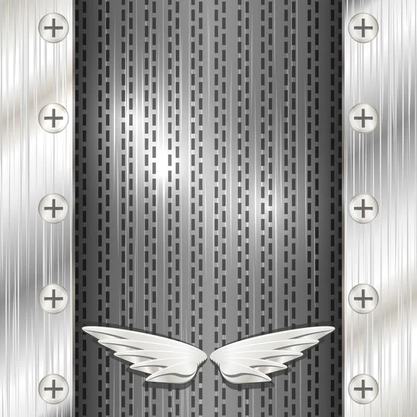 Grå metallic bakgrund med vingar — Stock vektor