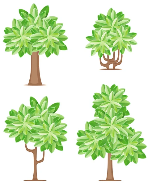 Four tree icons — Stock Vector