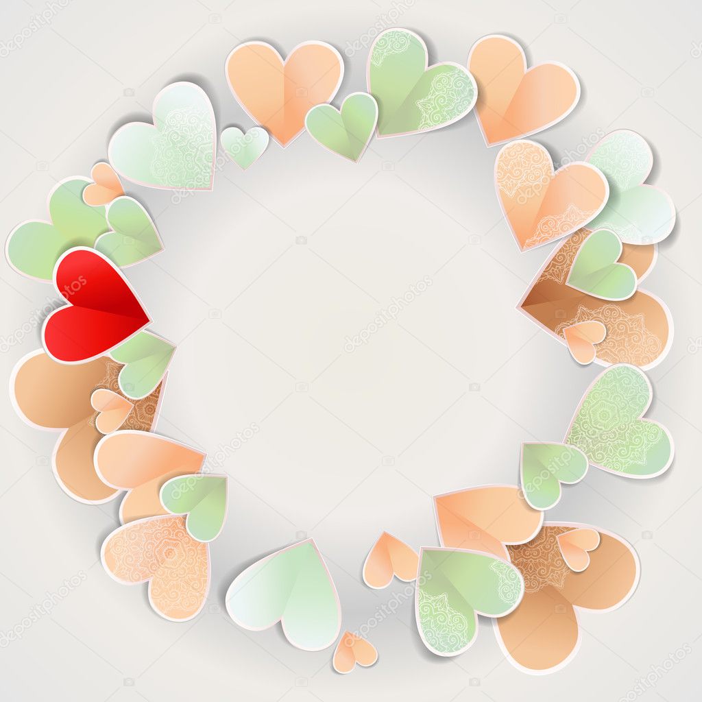 Frame of paper hearts