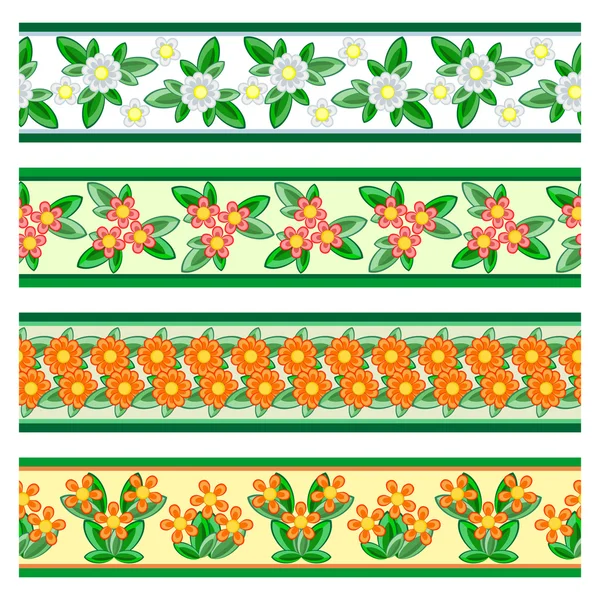 Frontières florales sans couture — Image vectorielle