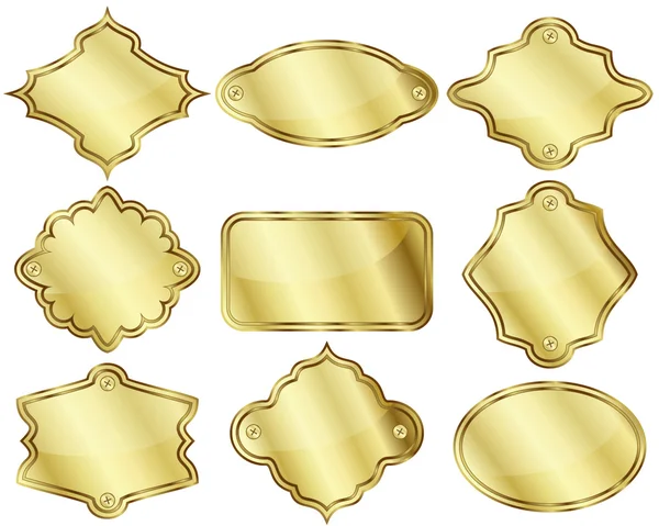 Goldene Etiketten oder Teller — Stockvektor