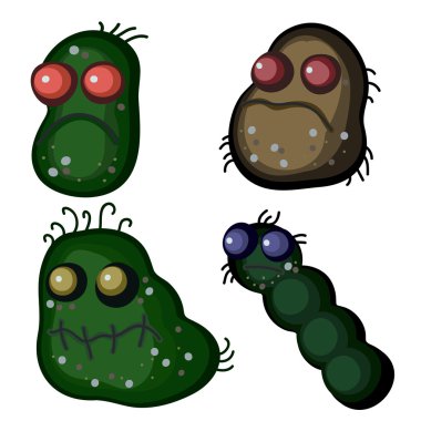 Four fluffy germs clipart