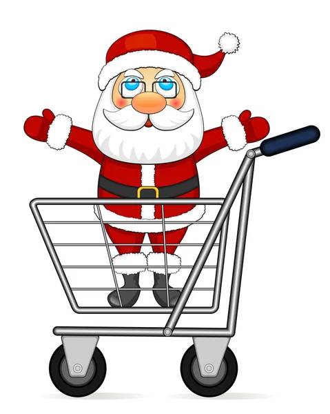 Santa Claus in shopping cart — Stock Vector