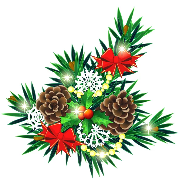 Рождественская композиция с луками и ягодами — стоковый вектор