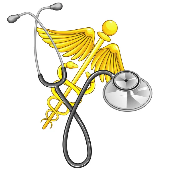 Caduceus ve stetoskop — Stok Vektör