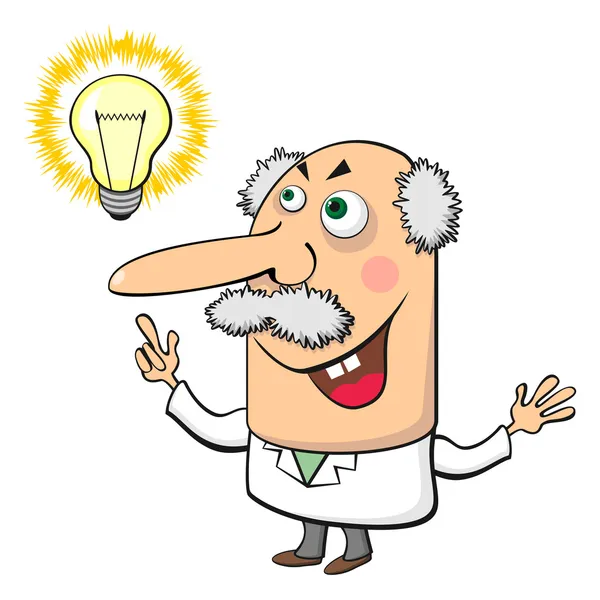 Mad scientist with lamp — Stock Vector