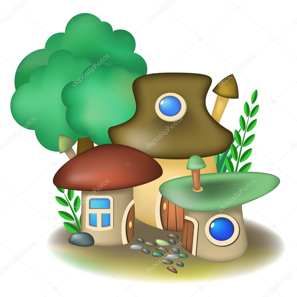 Three mushroom houses