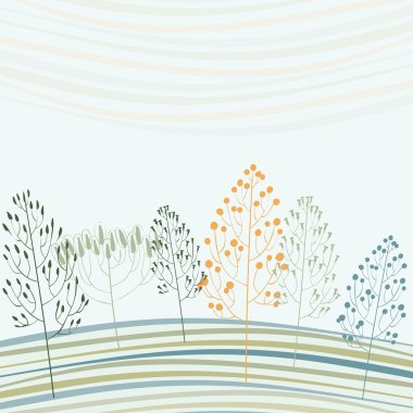 tarjeta abstracta con bosque estilizada