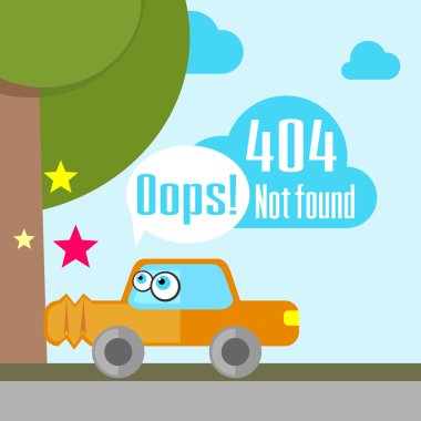 Error 404 concept with car accident clipart