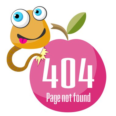 Error 404 concept with worm and apple clipart