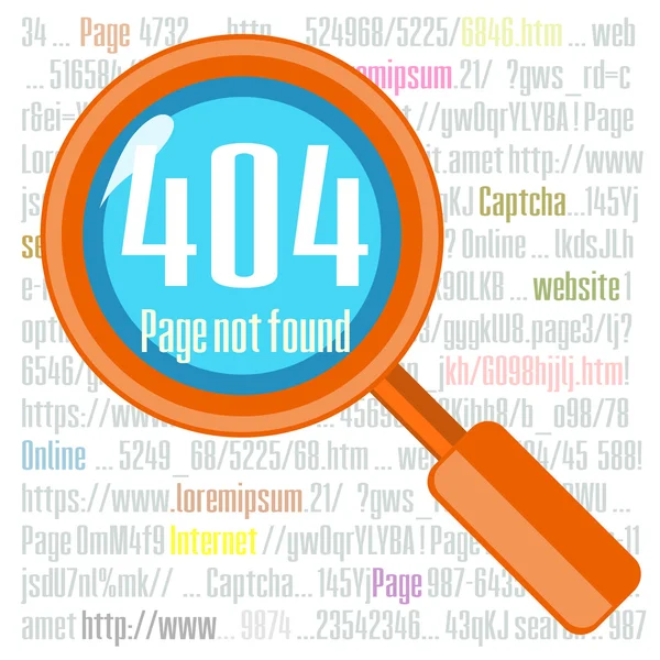 Concepto de error 404 con lupa — Vector de stock