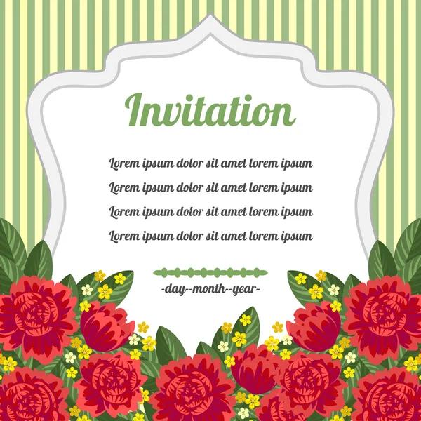Retro invitation with red flowers — Stock Vector