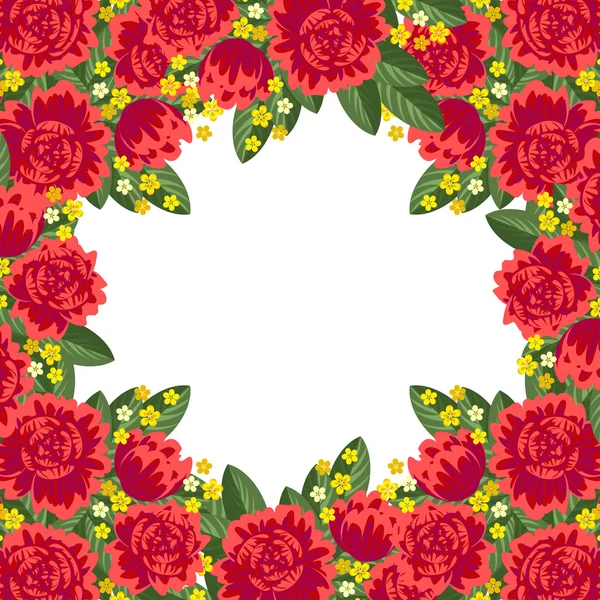 Röd blommig ram — Stock vektor