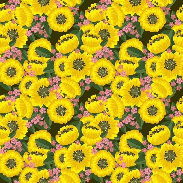 Textura floral amarelo sem costura — Vetor de Stock